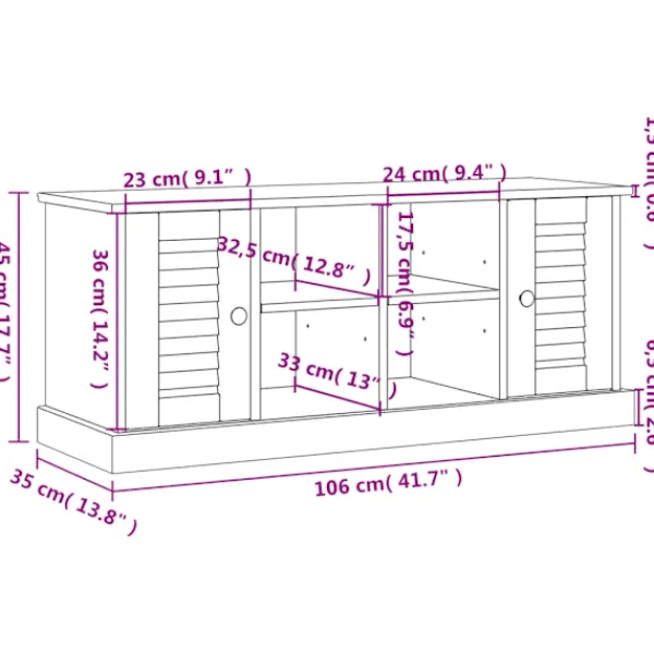vidaXL Tv-Bänkar>Skobänk VIGO 106x35x45 cm massiv furu