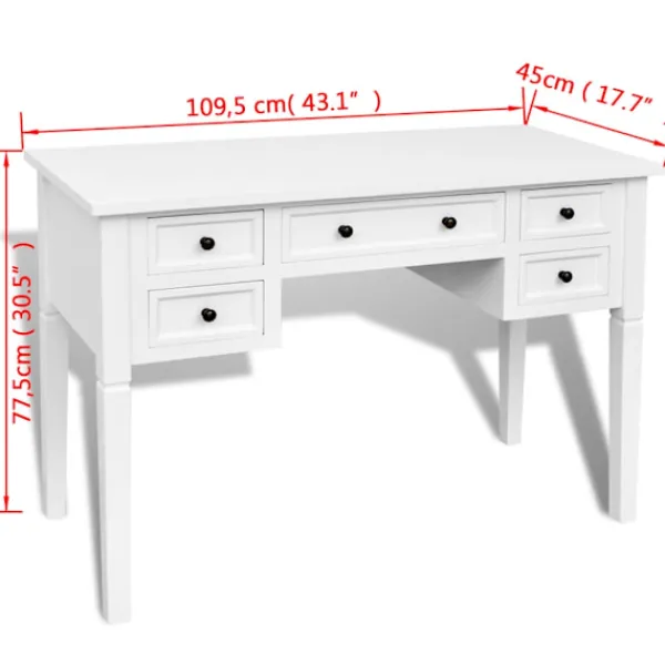 vidaXL Kontorsmöbler>Skrivbord med 5 lådor