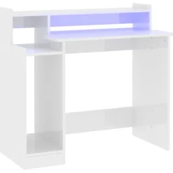 vidaXL Kontorsmöbler>Skrivbord med LED högglans 97x45x90 cm konstruerat trä