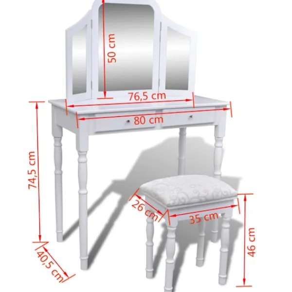 vidaXL Sminkbord>Sminkbord Alexandra inklusive pall