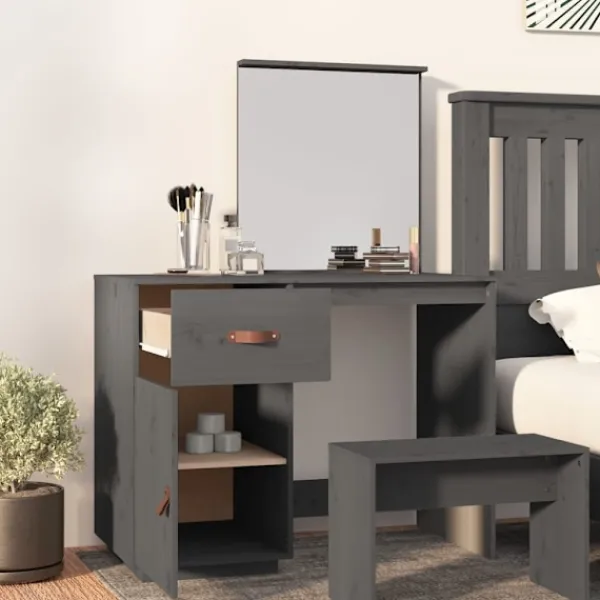 vidaXL Sminkbord>Sminkbord 95x50x134 cm massiv furu