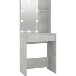 vidaXL Sminkbord>Sminkbord med LED betong 60x40x140 cm