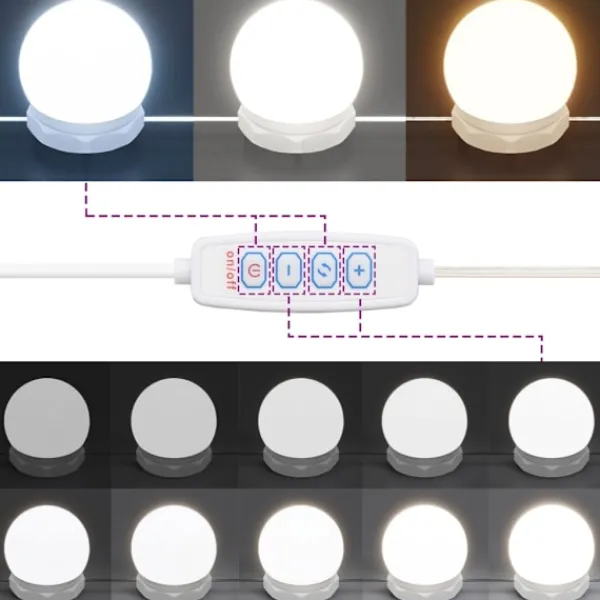 vidaXL Sminkbord>Sminkbord med LED högglans 74,5x40x141 cm