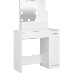 vidaXL Sminkbord>Sminkbord med LED 86,5x35x136 cm