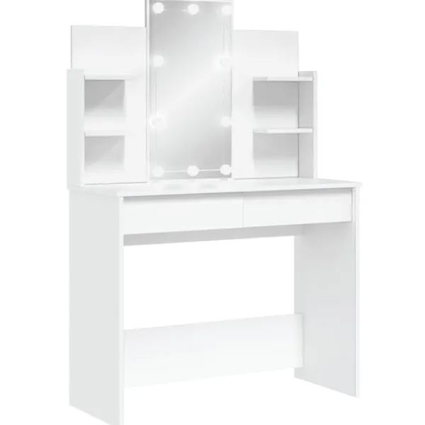 vidaXL Sminkbord>Sminkbord med LED 96x40x142 cm