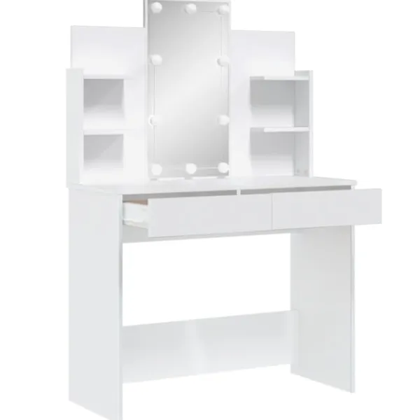 vidaXL Sminkbord>Sminkbord med LED 96x40x142 cm