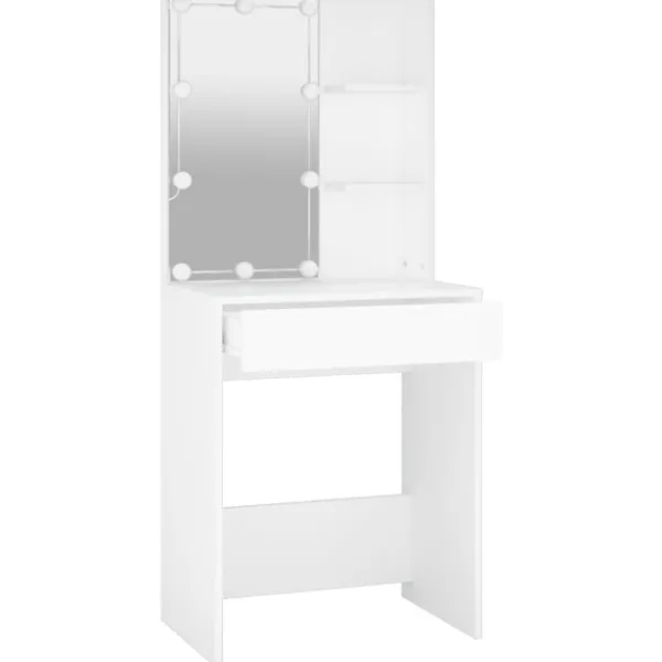 Sminkbord>vidaXL Sminkbord med LED Vit 60x40x140 cm