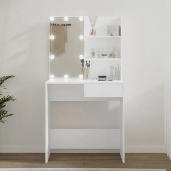 vidaXL Sminkbord>Sminkbord med LED 74,5x40x141 cm