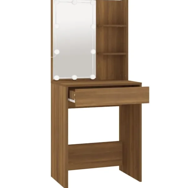 vidaXL Sminkbord>Sminkbord med LED ek 60x40x140 cm