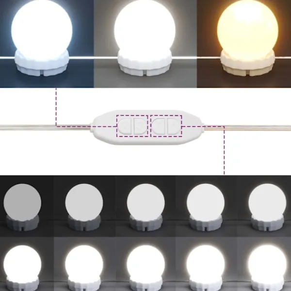 vidaXL Sminkbord>Sminkbord med LED 95x50x133,5 cm massiv furu