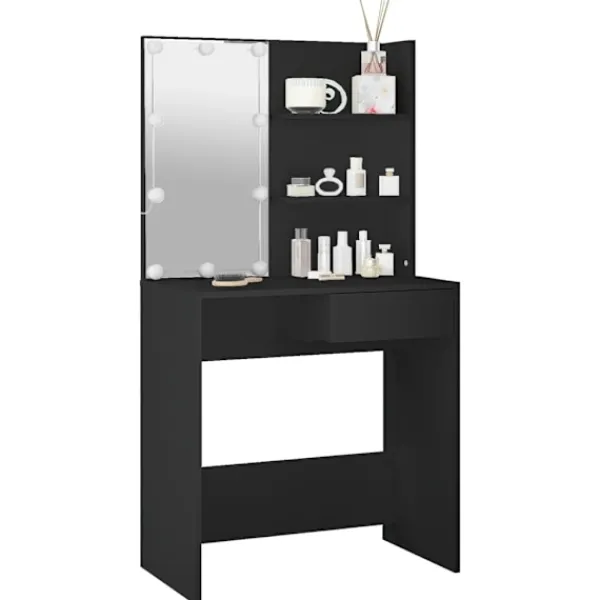 vidaXL Sminkbord>Sminkbord med LED 74,5x40x141 cm