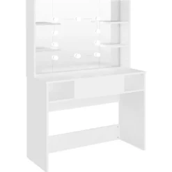 vidaXL Sminkbord>Sminkbord med LED-belysning 100x40x135 cm MDF