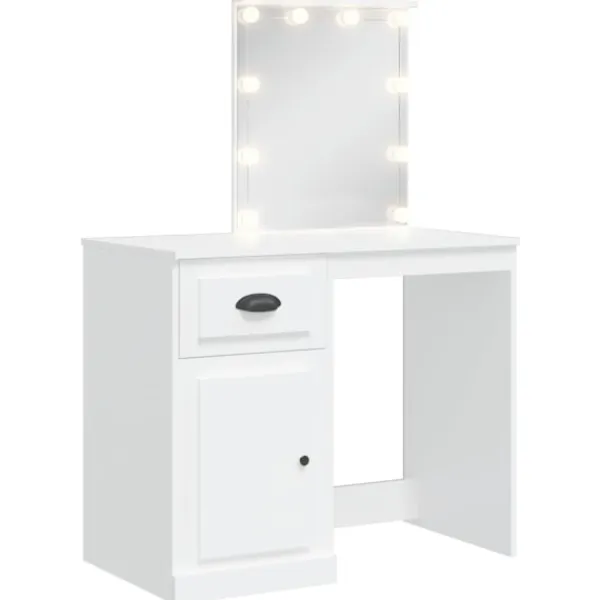 vidaXL Sminkbord>Sminkbord med LED-lampor 90x42x132,5 cm