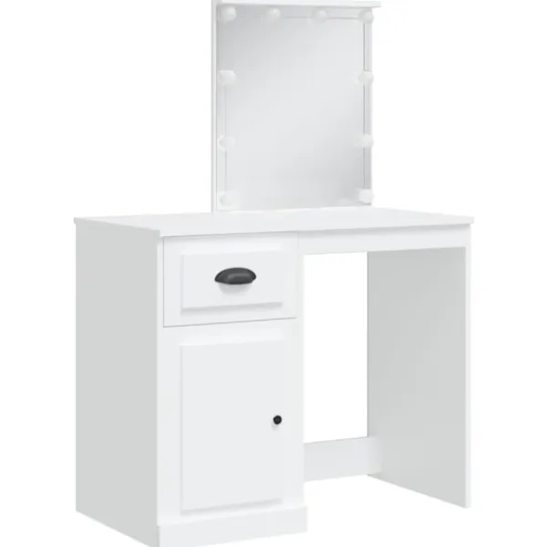 vidaXL Sminkbord>Sminkbord med LED-lampor 90x42x132,5 cm
