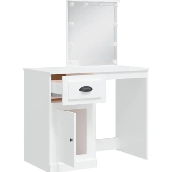 vidaXL Sminkbord>Sminkbord med LED-lampor 90x42x132,5 cm