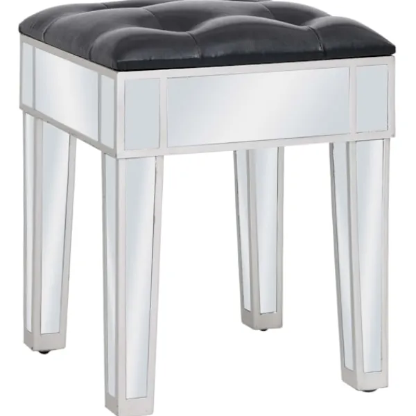 vidaXL Sminkbord>Sminkbord med pall spegellådor MDF och glas