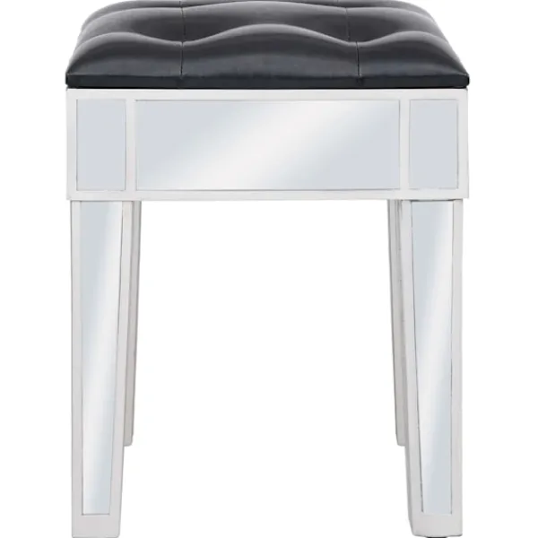 vidaXL Sminkbord>Sminkbord med pall spegellådor MDF och glas