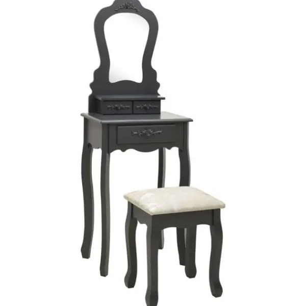 vidaXL Sminkbord>Sminkbord med pall 50x59x136 cm paulowniaträ