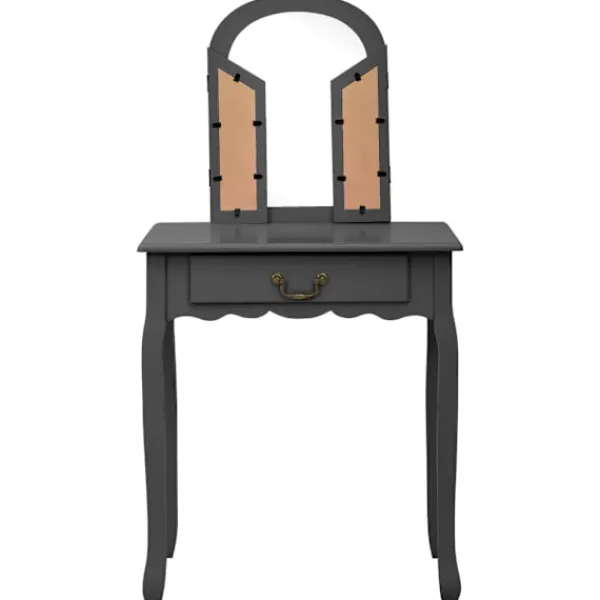 vidaXL Sminkbord>Sminkbord med pall 65x36x128 cm kejsarträ MDF