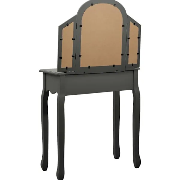 vidaXL Sminkbord>Sminkbord med pall 65x36x128 cm kejsarträ MDF