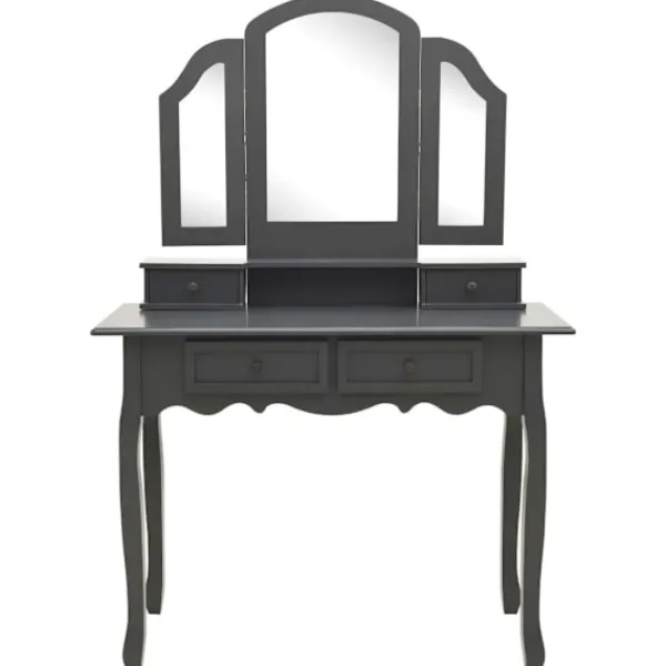 vidaXL Sminkbord>Sminkbord med pall 100x40x146 cm paulowniaträ
