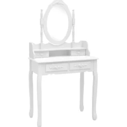 vidaXL Sminkbord>Sminkbord med pall 75x69x140 cm paulowniaträ