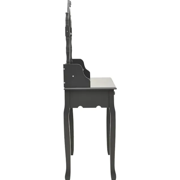 vidaXL Sminkbord>Sminkbord med pall 75x69x140 cm paulowniaträ