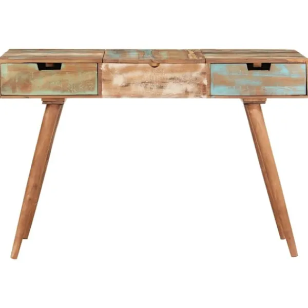vidaXL Sminkbord>Sminkbord med spegel 112x45x76 cm massivt återvunnet trä