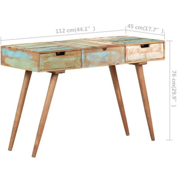 vidaXL Sminkbord>Sminkbord med spegel 112x45x76 cm massivt återvunnet trä