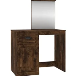 vidaXL Sminkbord>Sminkbord med spegel rökfärgad ek 90x50x132,5cm konstruerat trä