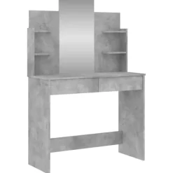 vidaXL Sminkbord>Sminkbord med spegel betong 96x39x142 cm