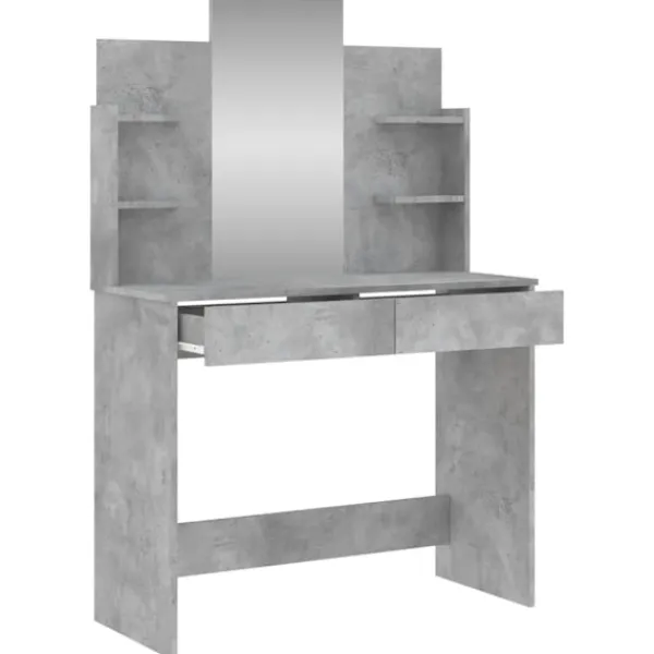vidaXL Sminkbord>Sminkbord med spegel betong 96x39x142 cm