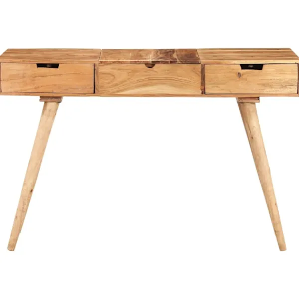 vidaXL Sminkbord>Sminkbord med spegel 112x45x76 cm massivt mangoträ