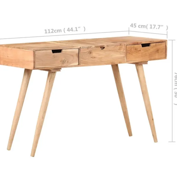 vidaXL Sminkbord>Sminkbord med spegel 112x45x76 cm massivt mangoträ