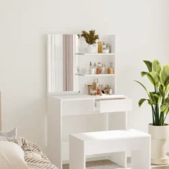 vidaXL Sminkbord>Sminkbord med spegel 74,5x40x141 cm