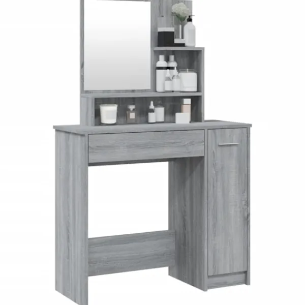 vidaXL Sminkbord>Sminkbord med spegel sonoma 86,5x35x136 cm