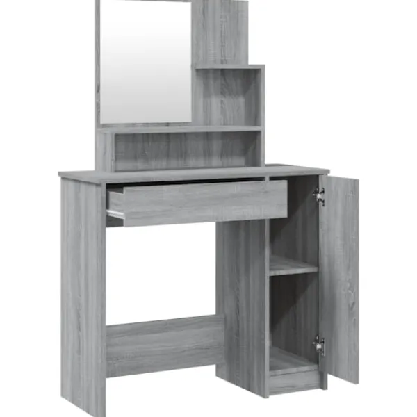 vidaXL Sminkbord>Sminkbord med spegel sonoma 86,5x35x136 cm