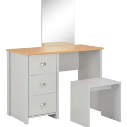 vidaXL Sminkbord>Sminkbord med spegel och pall 104x45x131 cm
