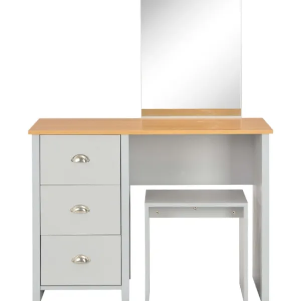 vidaXL Sminkbord>Sminkbord med spegel och pall 104x45x131 cm