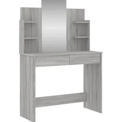 vidaXL Sminkbord>Sminkbord med spegel sonoma 96x39x142 cm