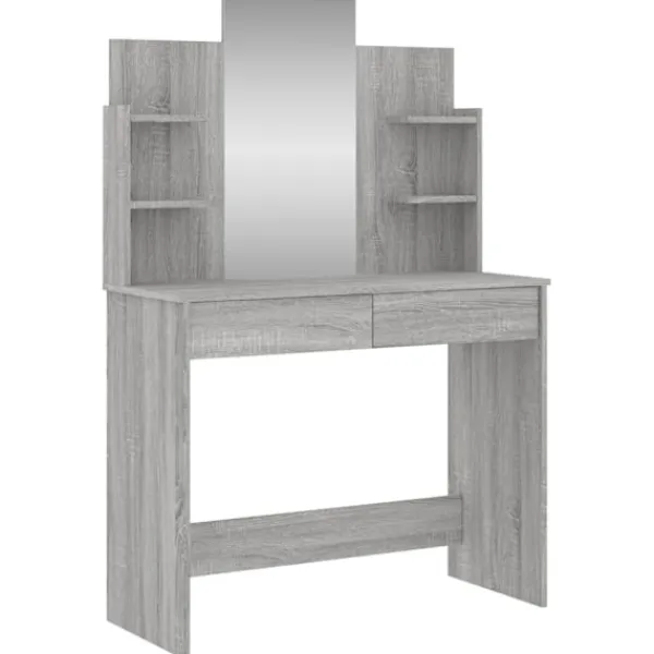 vidaXL Sminkbord>Sminkbord med spegel sonoma 96x39x142 cm