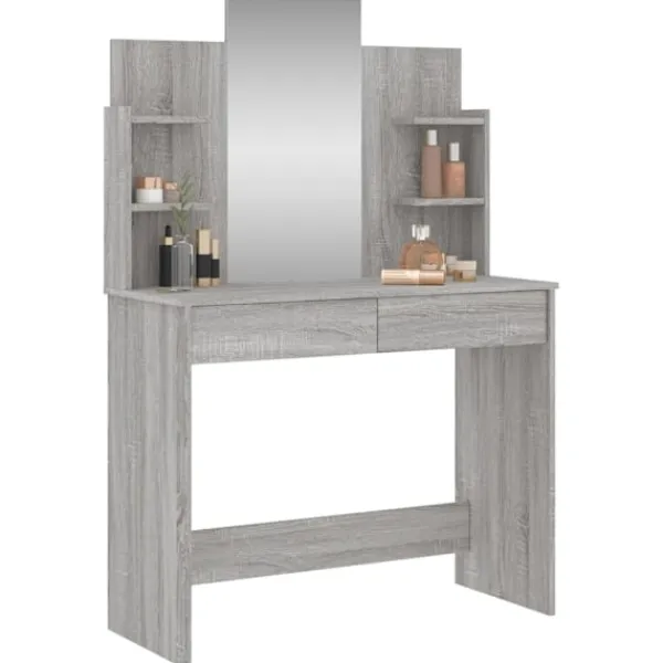 vidaXL Sminkbord>Sminkbord med spegel sonoma 96x39x142 cm