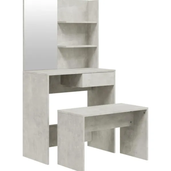 vidaXL Sminkbord>Sminkbord set betong 74,5x40x141 cm