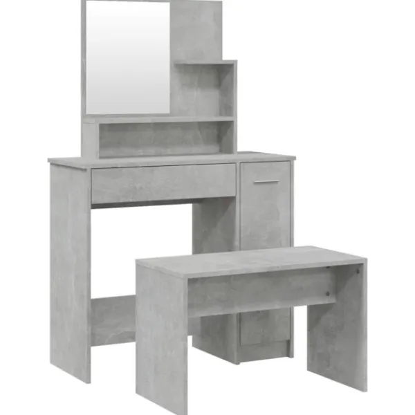 vidaXL Sminkbord>Sminkbord set betong 86,5x35x136 cm