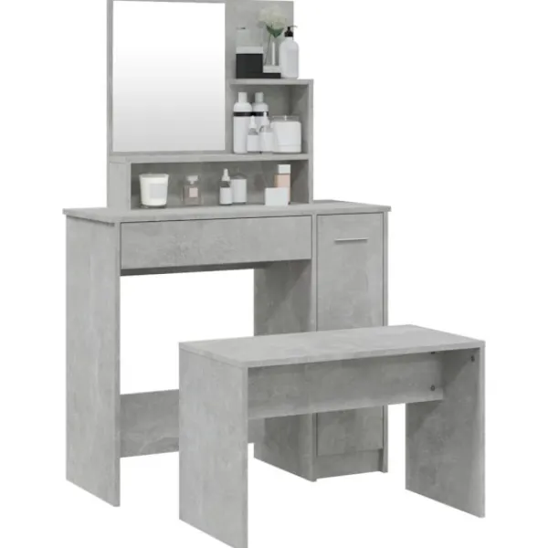 vidaXL Sminkbord>Sminkbord set betong 86,5x35x136 cm