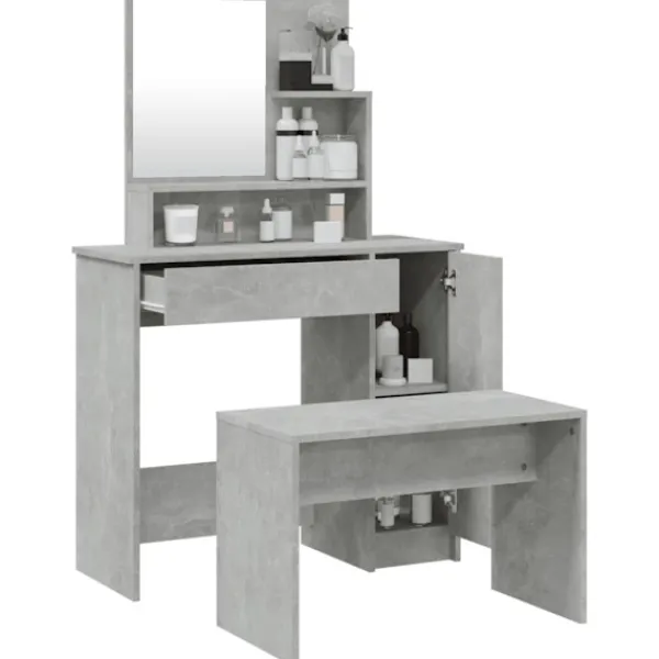 vidaXL Sminkbord>Sminkbord set betong 86,5x35x136 cm