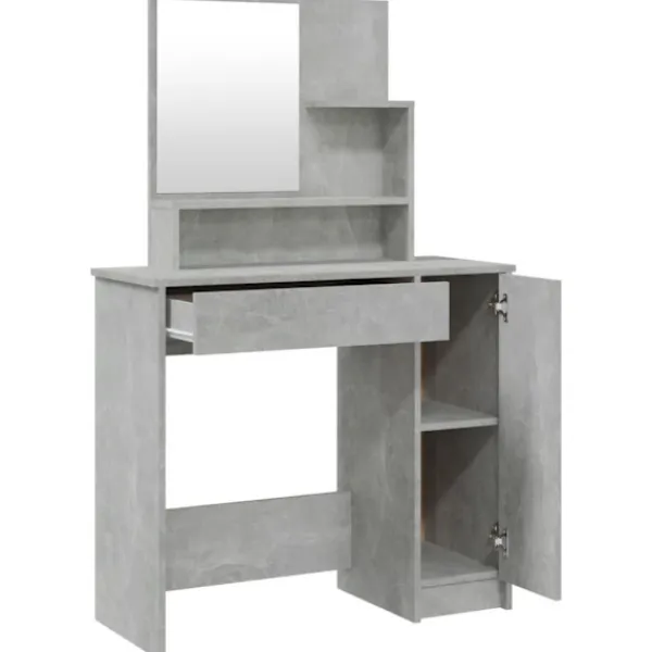 vidaXL Sminkbord>Sminkbord set betong 86,5x35x136 cm