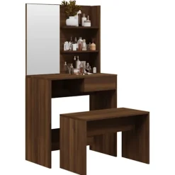 vidaXL Sminkbord>Sminkbord set ek 74,5x40x141 cm