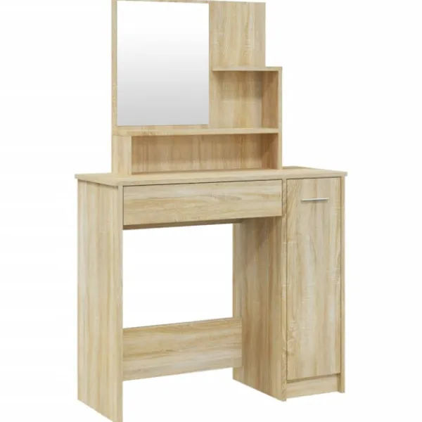 vidaXL Sminkbord>Sminkbord set sonoma-ek 86,5x35x136 cm