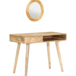 vidaXL Sminkbord>Sminkbord 100x50x76 cm massivt mangoträ